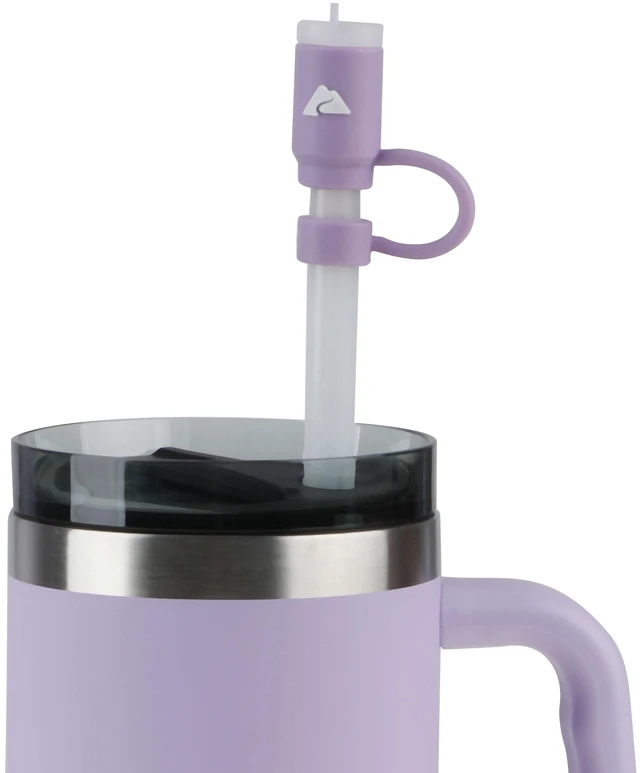 Alt view image 2 of 6 - Ozark Trail 40oz Tumbler with Handle, Replacement Straws and Covers, White, 8 Pieces