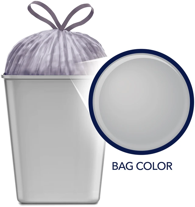 Alt view image 2 of 5 - Color Scents Medium Drawstring Trash Bags, 8-Gallon, 40 Count, Simply Clean Scent, Microban Protection