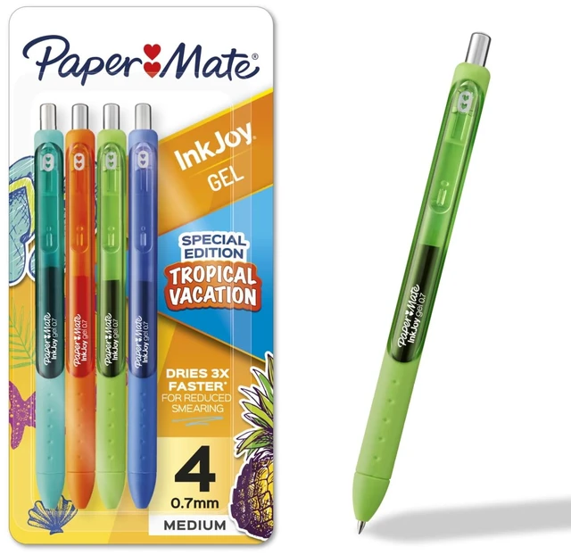 Main image of Paper Mate InkJoy Gel Pens, Tropical Vacation Colors, Medium (0.7mm) Point, Retractable, 4 Count