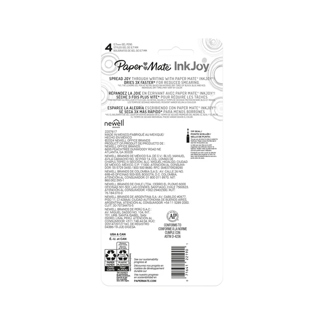 Alt view image 2 of 6 - Paper Mate InkJoy Gel Pens, Tropical Vacation Colors, Medium (0.7mm) Point, Retractable, 4 Count