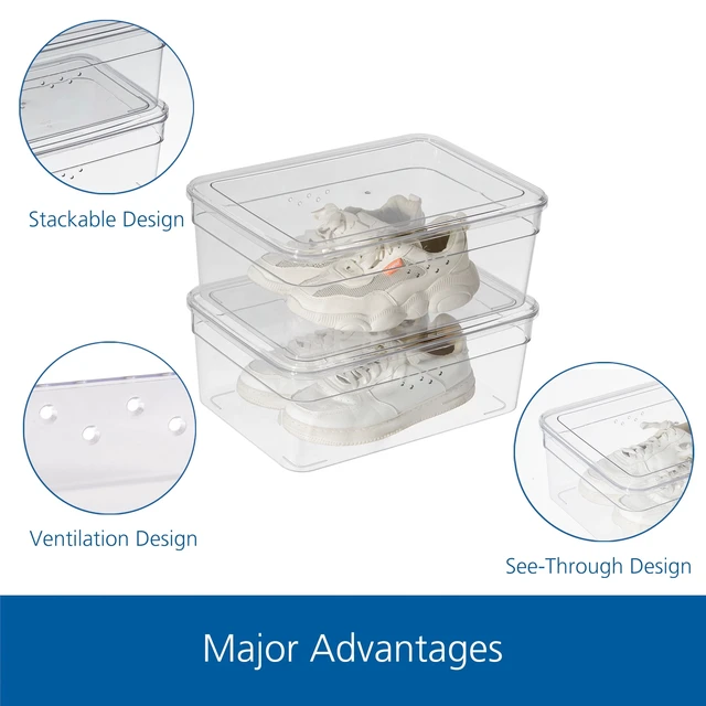 Alt view image 3 of 6 - Mainstays Clear PET Extra Wide Shoe Box with Lid, 14.5in x 10.75in x 5.75in