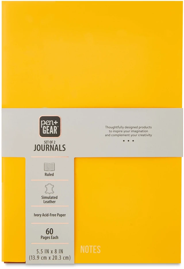Alt view image 4 of 5 - Pen+Gear Simulated Leather Journals 5.5" x 8" Golden Pond & Cognac Brown 60 Ruled Pages Set of 2