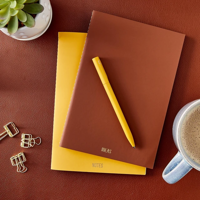 Alt view image 5 of 5 - Pen+Gear Simulated Leather Journals 5.5" x 8" Golden Pond & Cognac Brown 60 Ruled Pages Set of 2