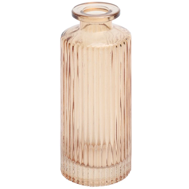 Alt view image 3 of 6 - Mainstays Mini Ribbed Translucent Glass Tabletop Indoor Vase (2 Pack) 5.2in Champagne