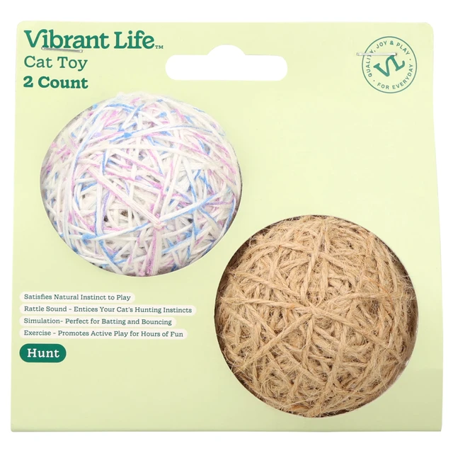 Alt view image 3 of 6 - Vibrant Life Yarn Ball Cat Toy with Rattle Sound, 2 Pack