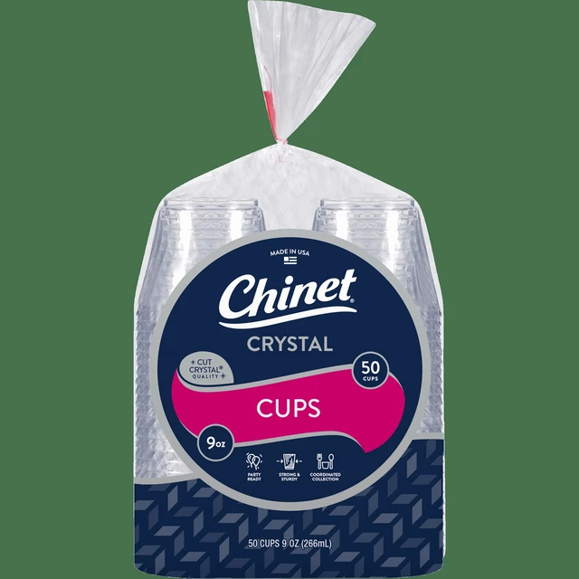 Alt view image 3 of 5 - Chinet Crystal Premium Disposable Plastic Cups, 9 oz, 50 Count, Clear