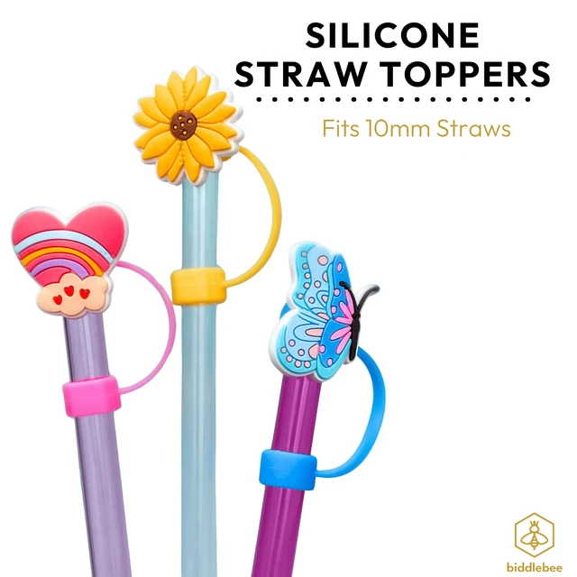 Alt view image 5 of 5 - Biddlebee Silicone Straw Toppers for Tumblers, Nature (3 Pack)