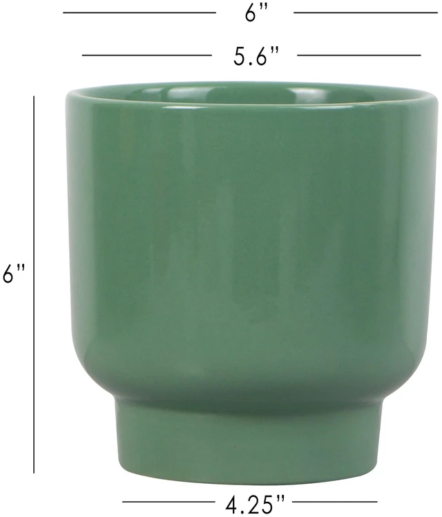 Alt view image 5 of 6 - Mainstays Petra 6-Inch Round Green Ceramic Planter