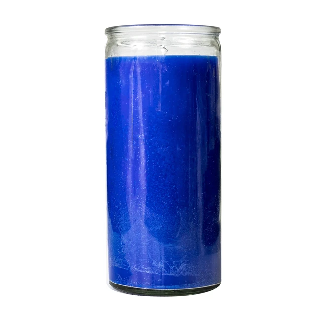 Alt view image 4 of 5 - MagicLight Religious Candles 44oz Clear Glass Jar Unscented Blue Wax