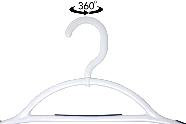 Alt view image 4 of 6 - Mainstays Non-Slip Plastic Swivel Neck Clothing Hangers, 5 Count, White & Blue, Adult
