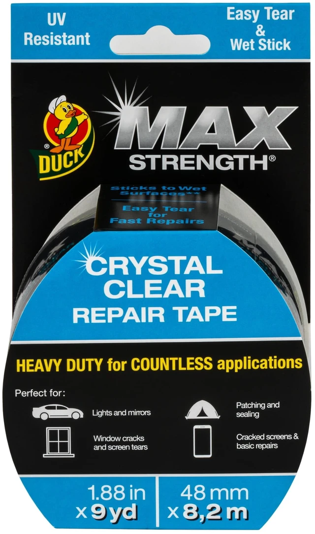 Alt view image 3 of 5 - Duck Max Strength Crystal Clear 1.88 in. x 9 yd. Repair Tape