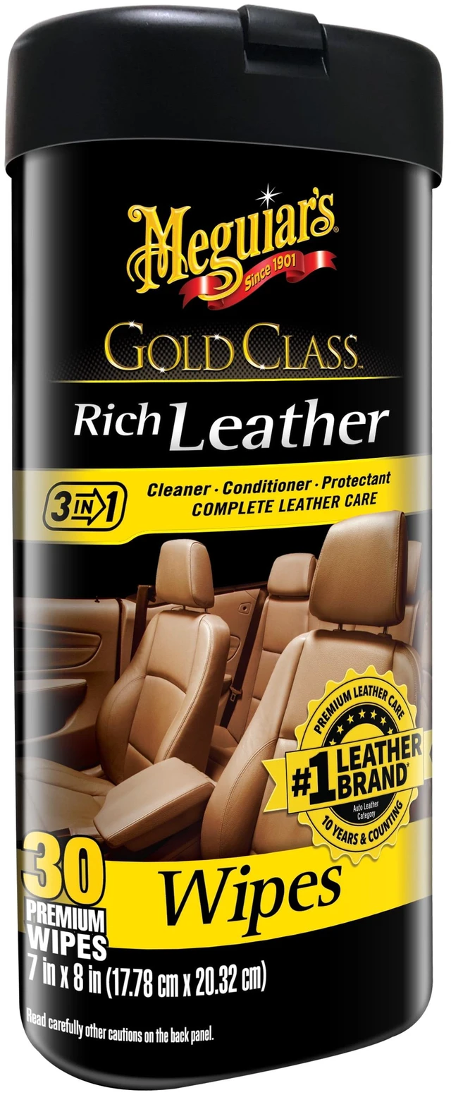 Main image of Meguiar's Gold Class Rich Leather Cleaner & Conditioner Wipes, 30 Wipes