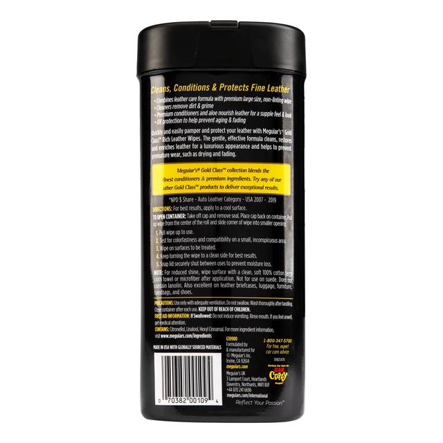 Alt view image 2 of 5 - Meguiar's Gold Class Rich Leather Cleaner & Conditioner Wipes, 30 Wipes