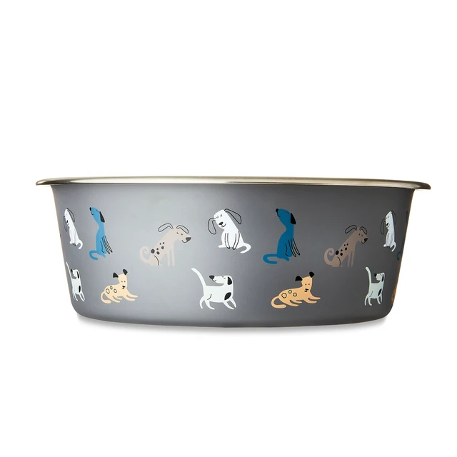 Alt view image 4 of 6 - Vibrant Life 7.5-Cup Stainless Steel Large Pet Bowl Blue