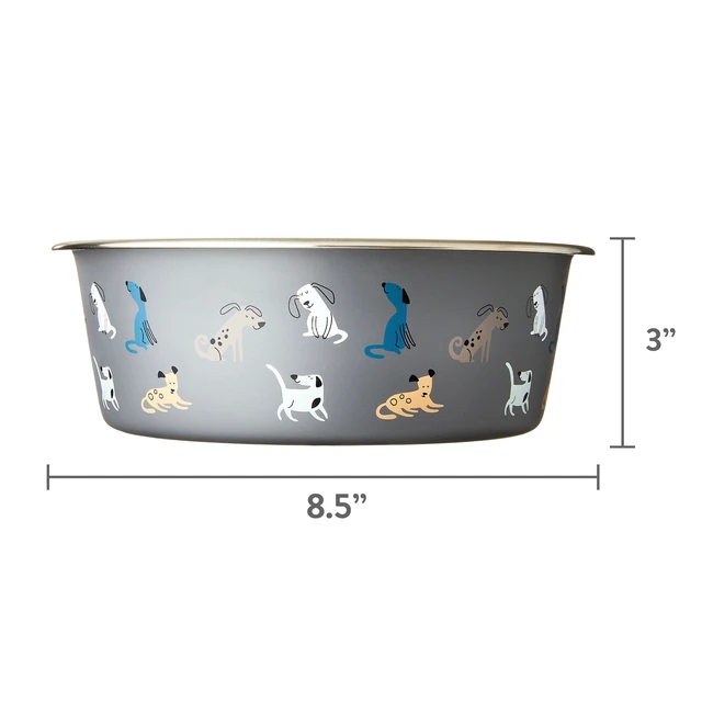 Alt view image 6 of 6 - Vibrant Life 7.5-Cup Stainless Steel Large Pet Bowl Blue
