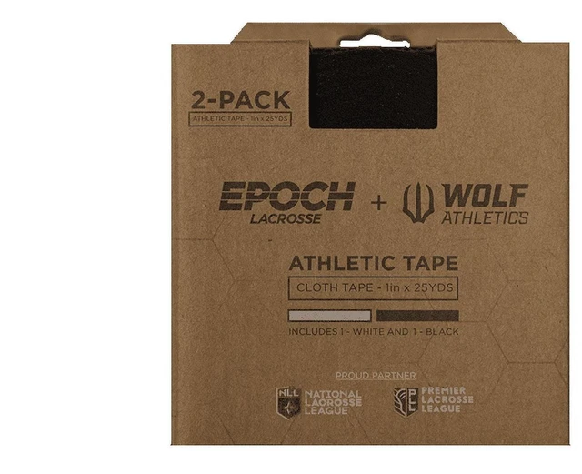 Alt view image 3 of 6 - Wolf Lacrosse Grip Tape White/Black 2 Count Water Resistant Stamped Adhesive Wrap for Lacrosse & Hockey Sticks
