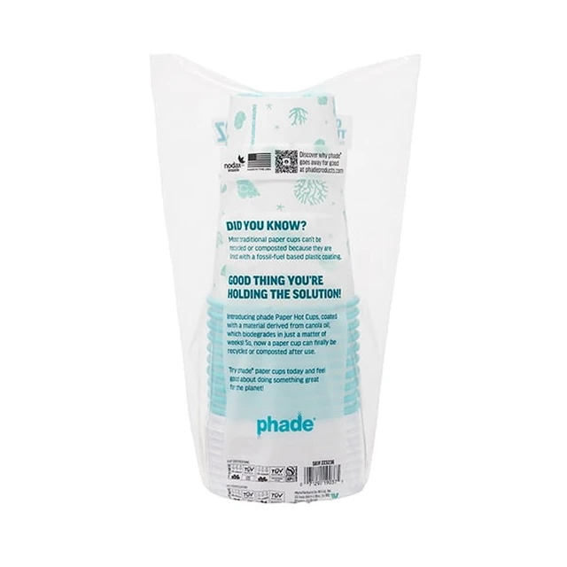 Alt view image 5 of 5 - Phade 16oz Compostable Paper Hot Cups with Lids, 10 Count, Sealife Design