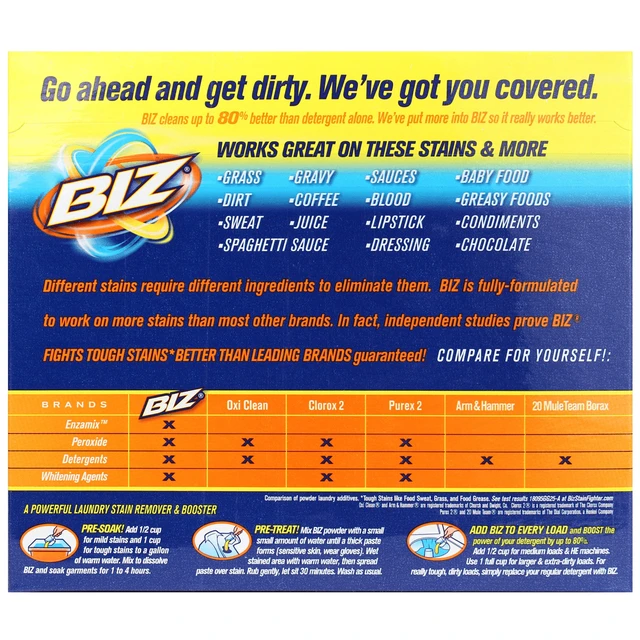 Alt view image 3 of 6 - BIZ 60 oz Stain and Odor Eliminator Powder for Tough Stains