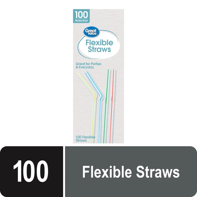 Alt view image 2 of 6 - Great Value Plastic Disposable Flexible Straws, Multi-Color, 4 Pack (100 Count)