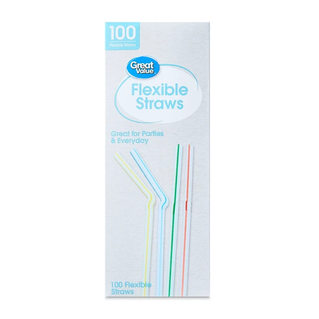 Alt view image 6 of 6 - Great Value Plastic Disposable Flexible Straws, Multi-Color, 4 Pack (100 Count)