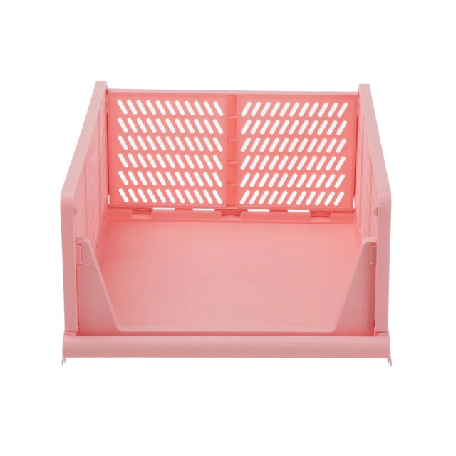 Alt view image 5 of 6 - Your Zone Kids Collapsible Stacking Plastic Storage Bin, Pink, 13in x 17in x 1.3in