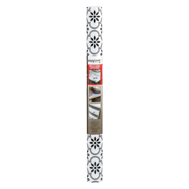 Alt view image 5 of 5 - EasyLiner Removable Adhesive Shelf Liner, Black and White Tile, 20" x 15' Roll