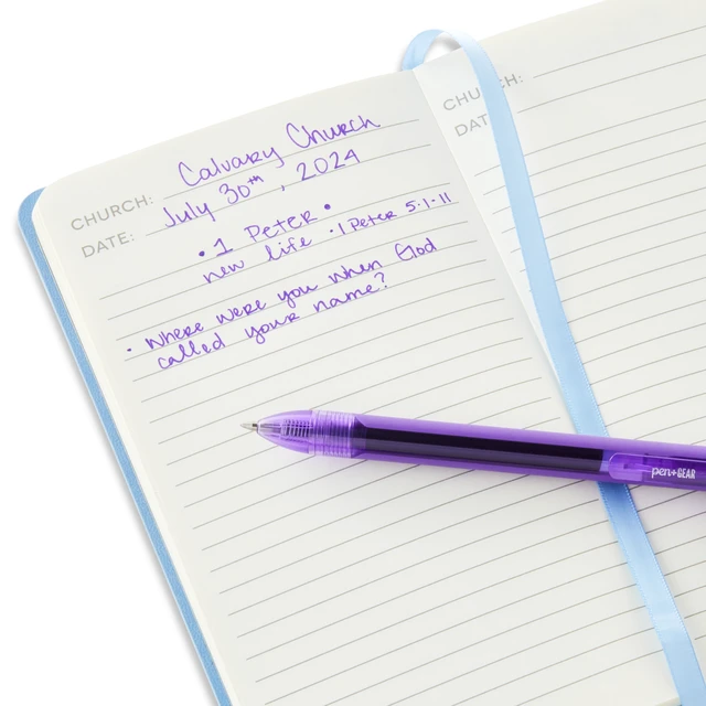 Alt view image 3 of 4 - Pen+Gear Simulated Leather Church Notes Journal for Adults, Blue, 4.5x7.5in, 192 Ruled Pages