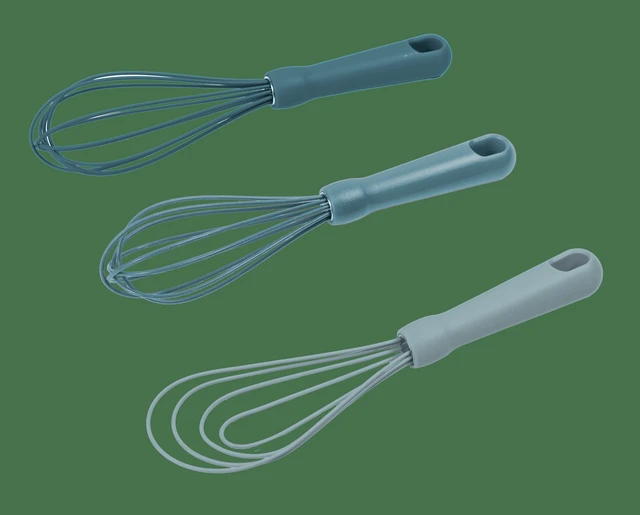 Alt view image 2 of 6 - Mainstays 3-Piece Silicone Whisk Set, 10.5in/10.4in/9.6in, Blue