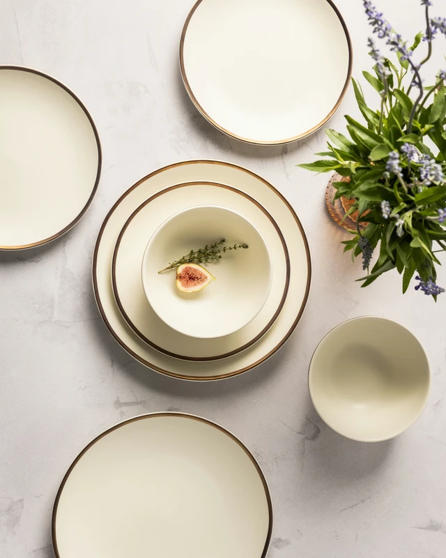 Alt view image 2 of 6 - Thyme & Table Everest Ceramic Bowl, Off-White with Gold Rim, 25.3oz