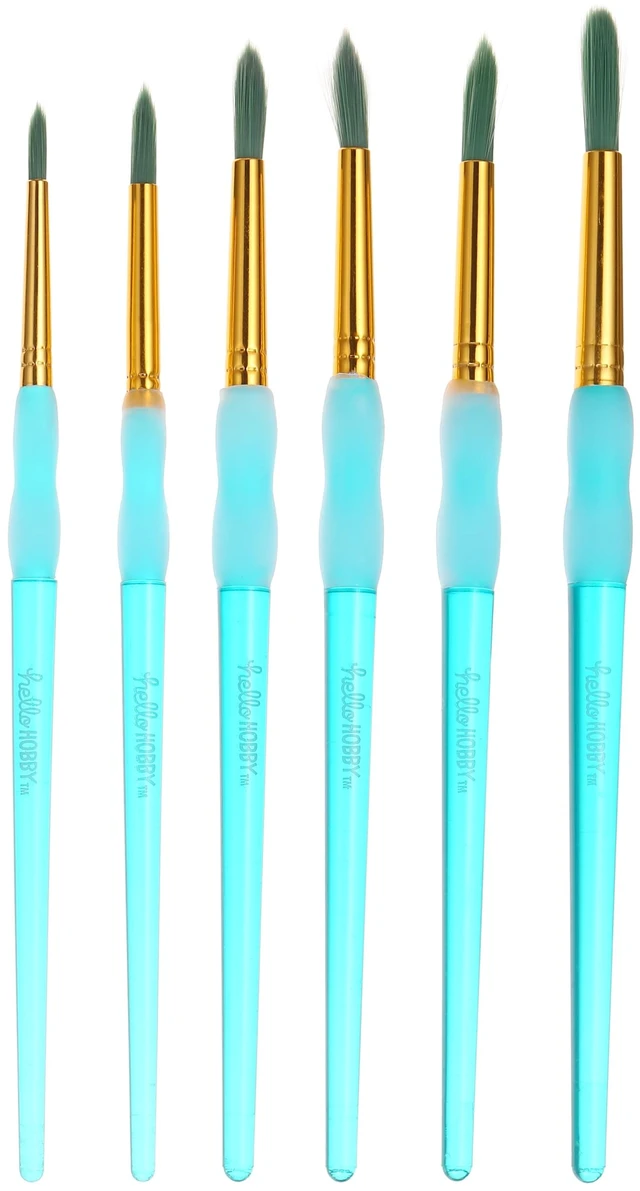 Main image of Hello Hobby Round Synthetic Bristle Art Brushes, 6 Pack, Age 3+