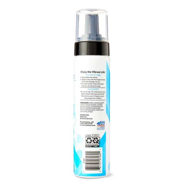 Alt view image 3 of 7 - Vibrant Life Dander and Odor Reducing Waterless Foaming Cat Shampoo, 8fl oz