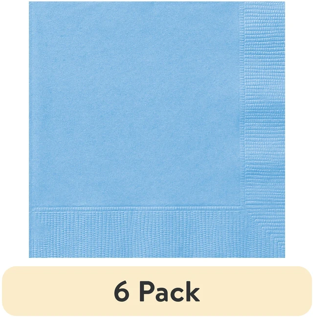 Main image of 24 Count (6 Pack) 6.5in x 6.5in Light Blue Disposable Paper Napkins by Way To Celebrate