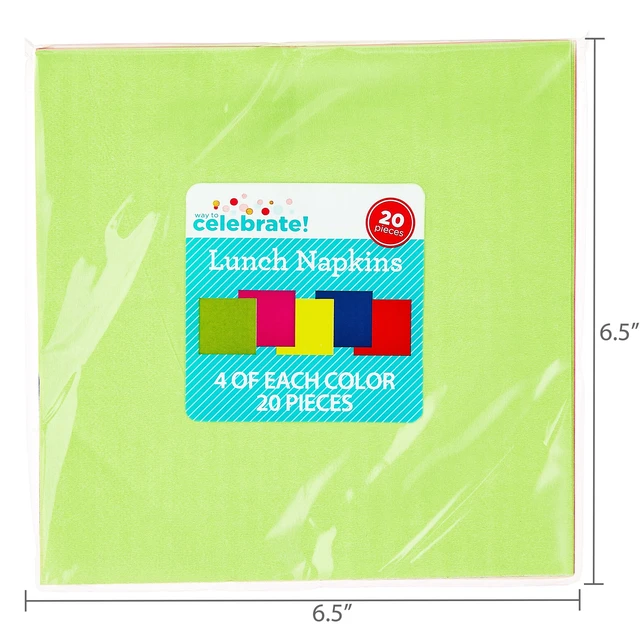 Alt view image 5 of 6 - 6 Pack 20 Count 6.5in x 6.5in Way To Celebrate Disposable Paper Napkins, Multicolor