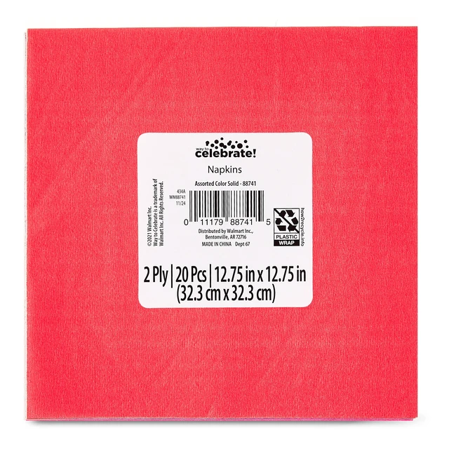 Alt view image 2 of 6 - 6 Pack 20 Count 6.5in x 6.5in Way To Celebrate Disposable Paper Napkins, Multicolor