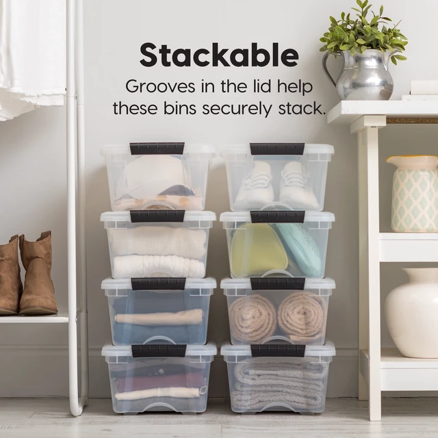 Alt view image 4 of 7 - IRIS 12.95Qt Plastic Storage Bin with Lid, Stackable Tote Containers