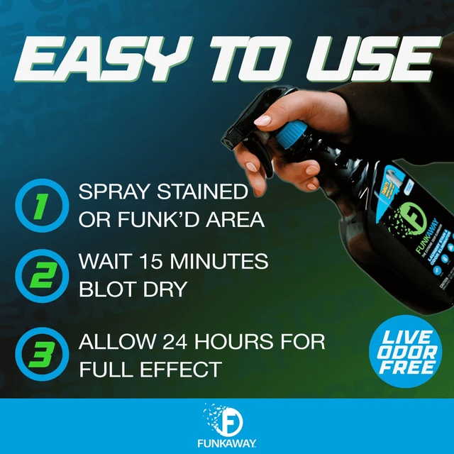 Alt view image 6 of 7 - FunkAway Laundry Odor Eliminator & Stain Remover 22 fl oz, Pre-Wash Deodorizer Spray for Sweat, Smoke & Pet Smells