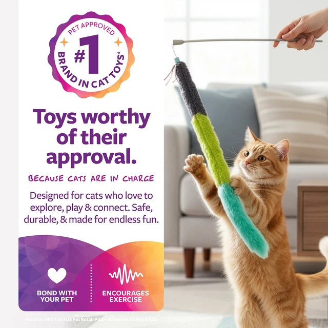 Alt view image 3 of 5 - SmartyKat Crazy Catch Extra Long Breakaway Plush Wand Cat Toy with Ribbons & Jute, Gray/Blue