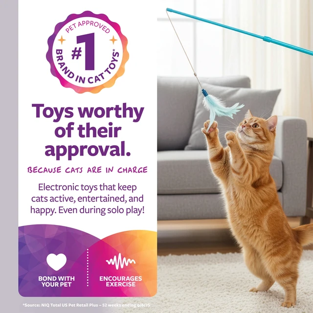 Alt view image 3 of 5 - SmartyKat Frisky Flyer Interactive Cat Toy Extendable Retractable Wand with Feathers