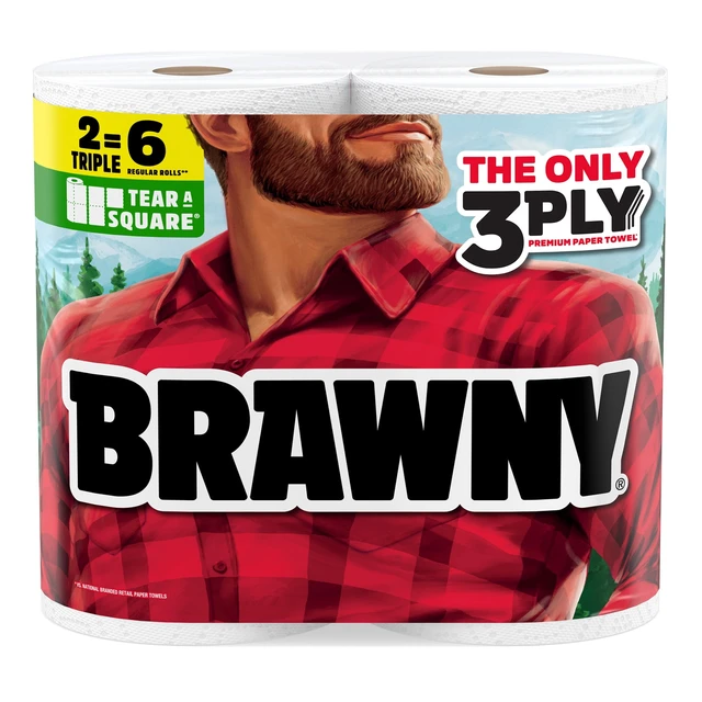 Alt view image 5 of 5 - Brawny Tear-A-Square 3-Ply Paper Towels, 2 Triple Rolls, 114 Sheets per Roll