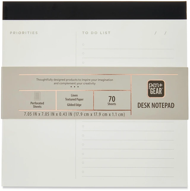 Alt view image 3 of 5 - Pen+Gear 7"x7" Desk Notepad, 70 Ruled Sheets, Gold Gilded Edges
