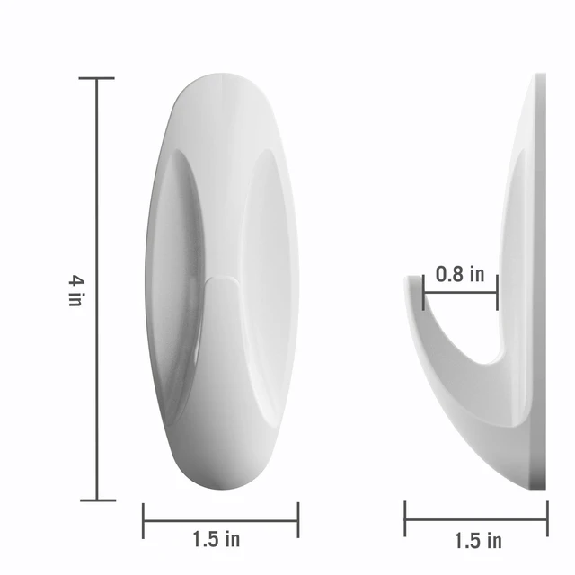 Alt view image 3 of 5 - Pen+Gear Heavy-Duty Plastic Adhesive Large Wall Hooks, Damage Free, White, 2 Count