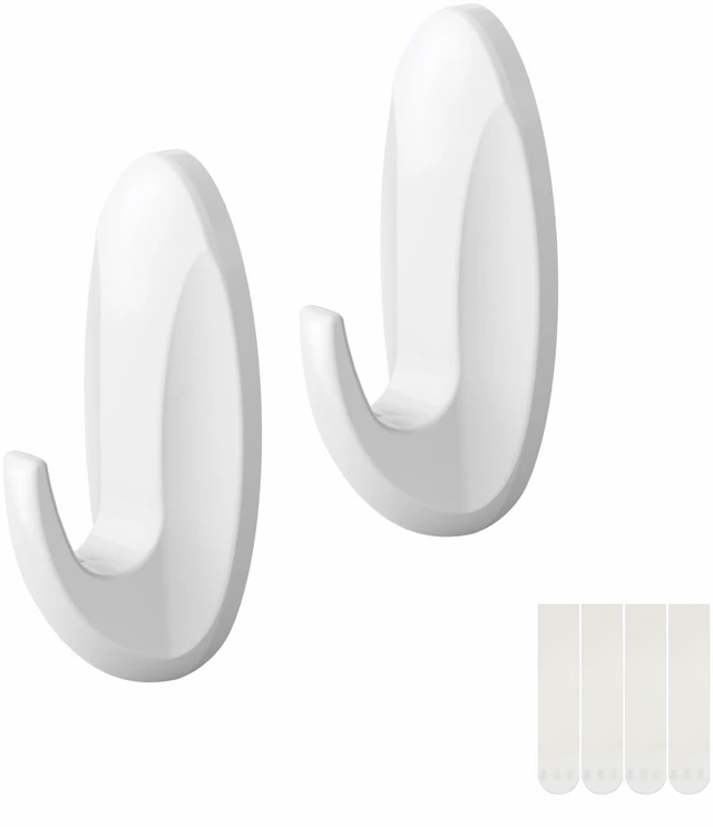 Alt view image 2 of 5 - Pen+Gear Heavy-Duty Plastic Adhesive Large Wall Hooks, Damage Free, White, 2 Count