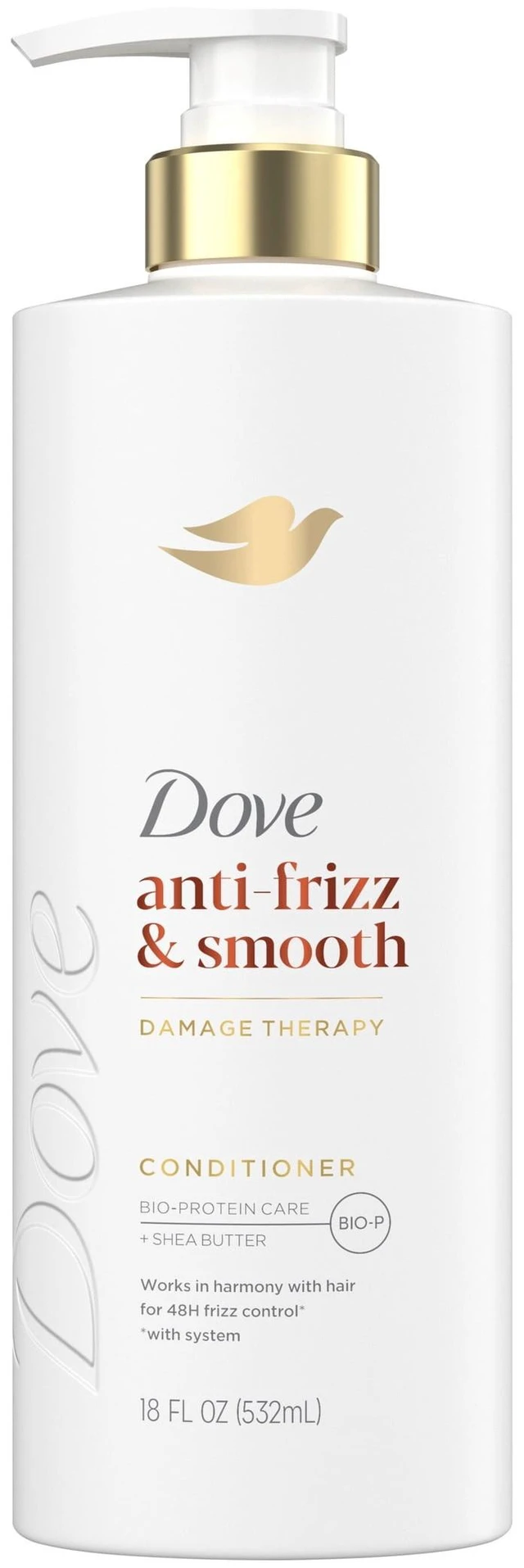 Main image of Dove Anti-Frizz & Smooth Conditioner for Frizz-Prone Hair with Bio-Protein Care Technology and Shea Butter, 18 Fl Oz