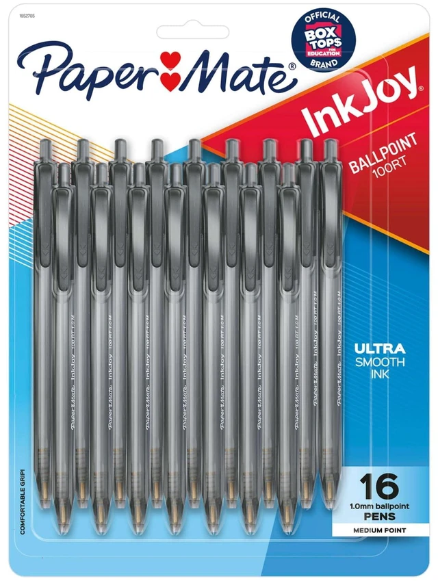 Main image of Paper Mate InkJoy 100RT Retractable Ballpoint Pens, Medium Point, Black, 16 Count