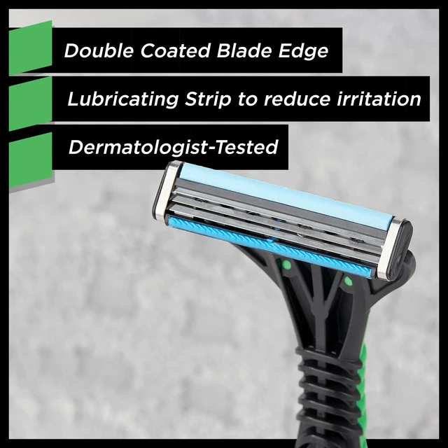 Alt view image 2 of 6 - Equate Men's 3-Blade Sensitive Disposable Razors, Green and Black, 8 Count