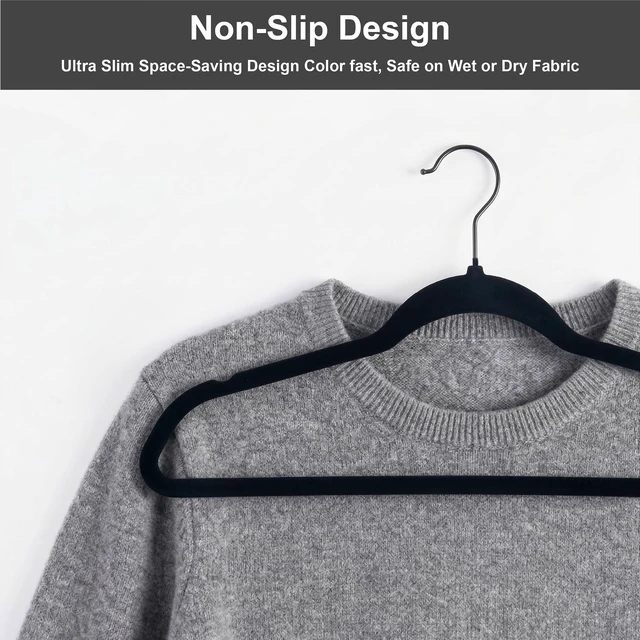 Alt view image 5 of 6 - Better Homes & Gardens Non-Slip Velvet Adult Clothing Hangers, 5 Pack, Black