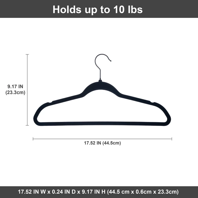 Alt view image 6 of 6 - Better Homes & Gardens Non-Slip Velvet Adult Clothing Hangers, 5 Pack, Black