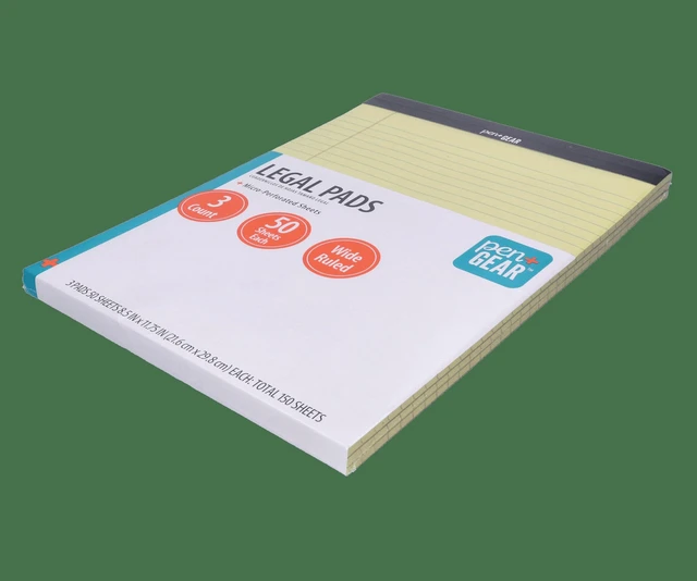 Alt view image 4 of 6 - Pen+Gear Wide Ruled Legal Pads, 8.5" x 11.75", 50 Sheets Each, 3-Pack, Canary
