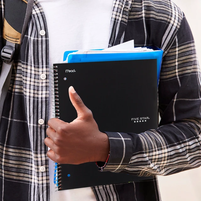 Alt view image 2 of 6 - Five Star 1 Subject College Ruled Spiral Notebook Plus Study App 8 12 x 11 Black