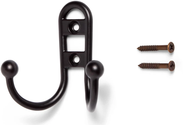 Alt view image 4 of 6 - Mainstays Double Hook Bronze Metal Hooks, 2 Pack, 10 lbs Capacity, for Hanging Towels and Coats